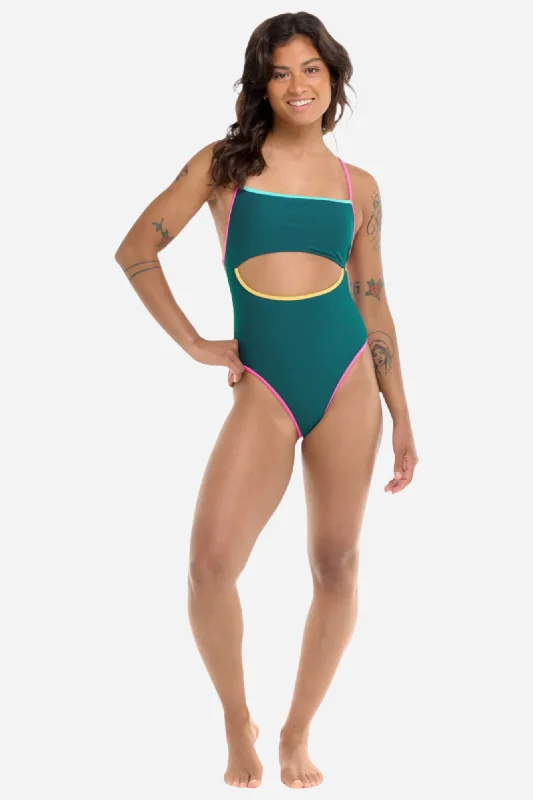 Body Glove Vibration Devon One-Piece Swimsuit in Kingfisher Mesh Swimsuit Top
