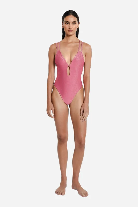 Peixoto Isla One-Piece Swimsuit in Sunset Coral Elegant Ruffled Bikini