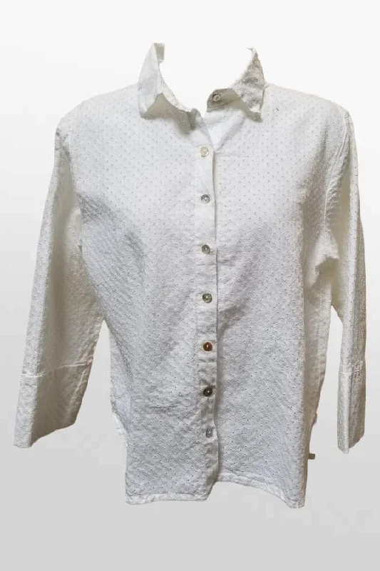 Crop Easy Shirt- Pinhole-- Elegant Classic Vintage