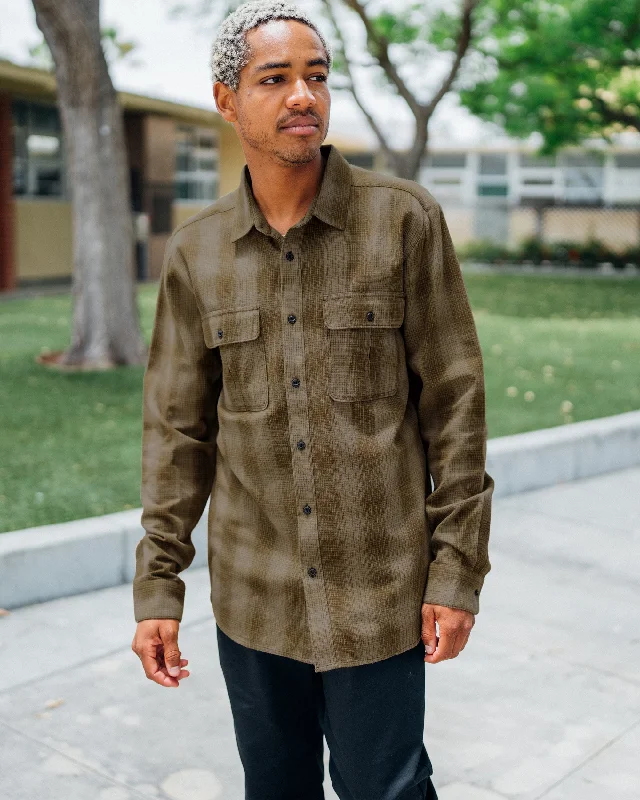 Shadowstone Flannel Long Sleeve Shirt - Dark Earth-- Satin Blend Silk Blend Wool Blend