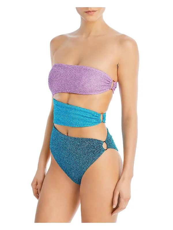 Isla 1PC Womens Metallic Polyester One-Piece Swimsuit Push-Up Swimsuit Top