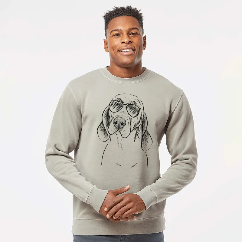 Aviator Norman the Plott Hound - Unisex Pigment Dyed Crew Sweatshirt Hoodie with High Neck Warm Protective