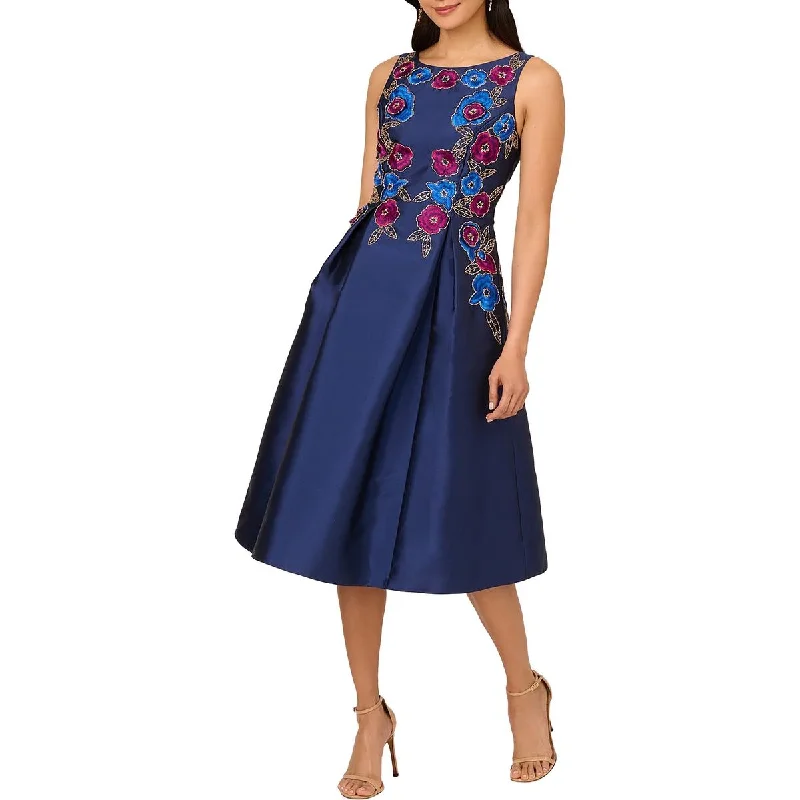 Womens Embroidered Polyester Fit & Flare Dress Tunics Formal black