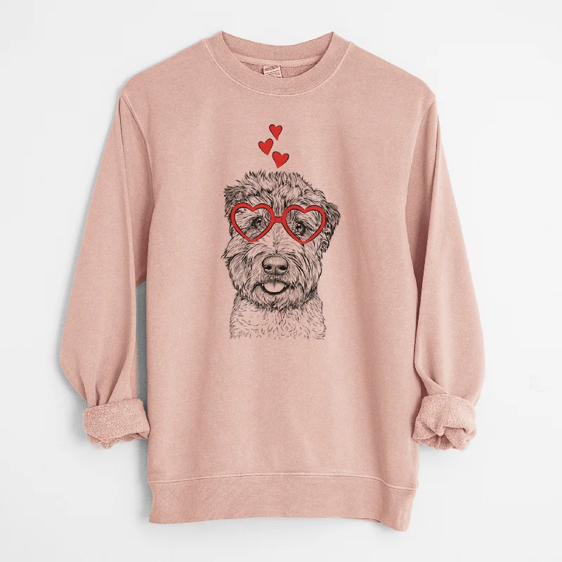 Valentine Milton the Soft Coated Wheaten Terrier - Unisex Pigment Dyed Crew Sweatshirt Hoodie with Monochrome Minimalist Simple