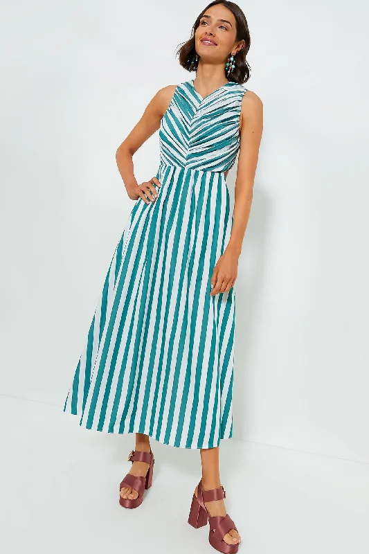 Emerald Stripe Kathleen Dress Tunics Summer linen