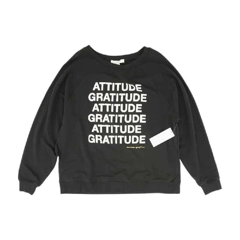Black Solid Sweatshirt Hoodie with Applique Textured Unique