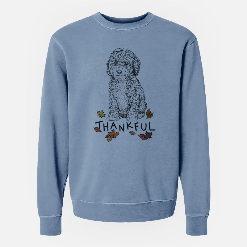 Thankful Sweet Tea the Mini Doodle - Unisex Pigment Dyed Crew Sweatshirt Zip Hoodie Drawstring Kangaroo Pocket