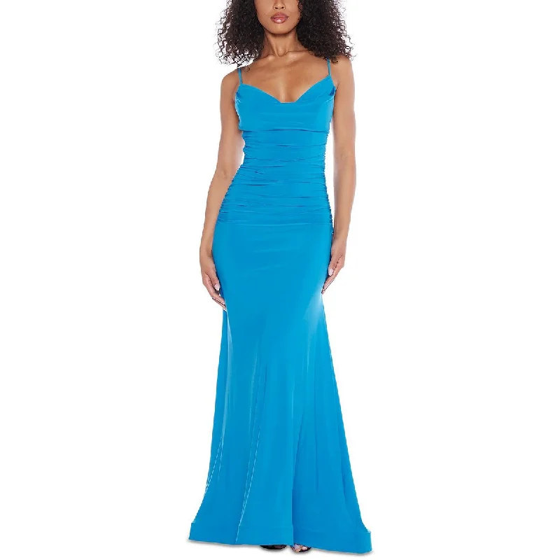Womens Ruched Polyester Evening Dress Tunics Canvas sturdy