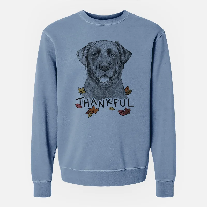 Thankful Heath the Black Lab - Unisex Pigment Dyed Crew Sweatshirt Hoodie with Bell Sleeves Flared Feminine