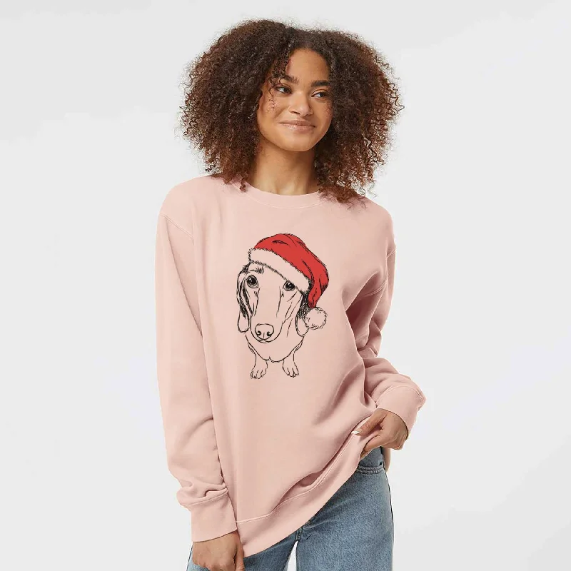 Santa Annabelle the Dachshund - Unisex Pigment Dyed Crew Sweatshirt Hoodie with Color Block Contrast Stylish