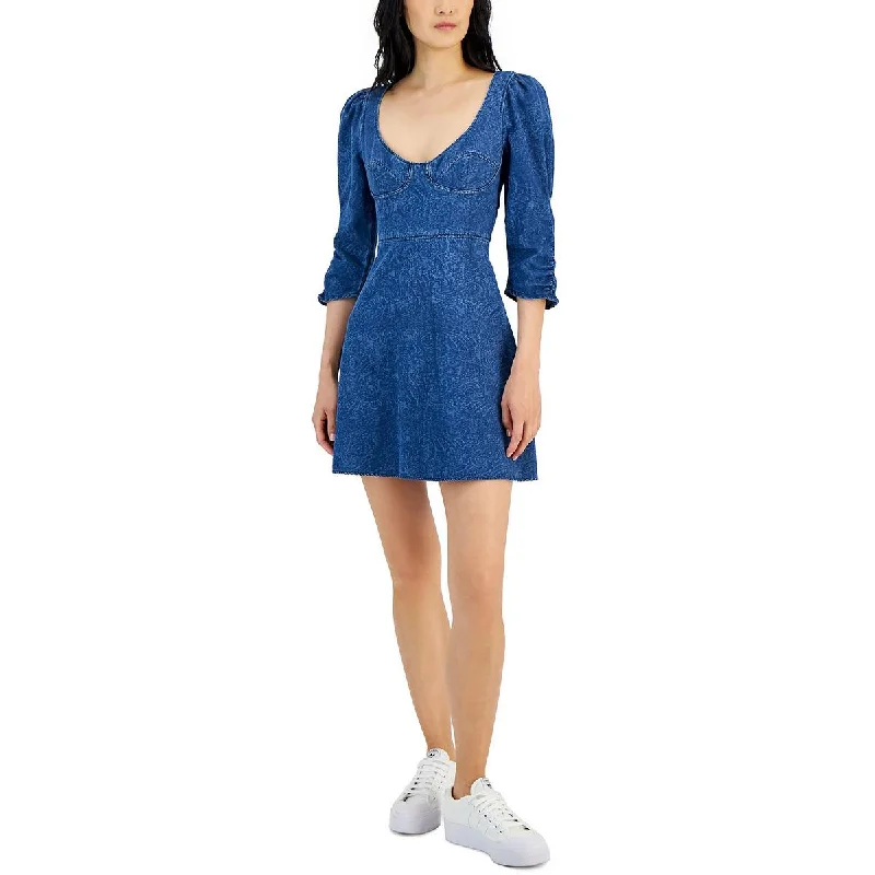 Hugo Womens Fit & Flare Rounded Neck Fit & Flare Dress Tunics Trendy modern