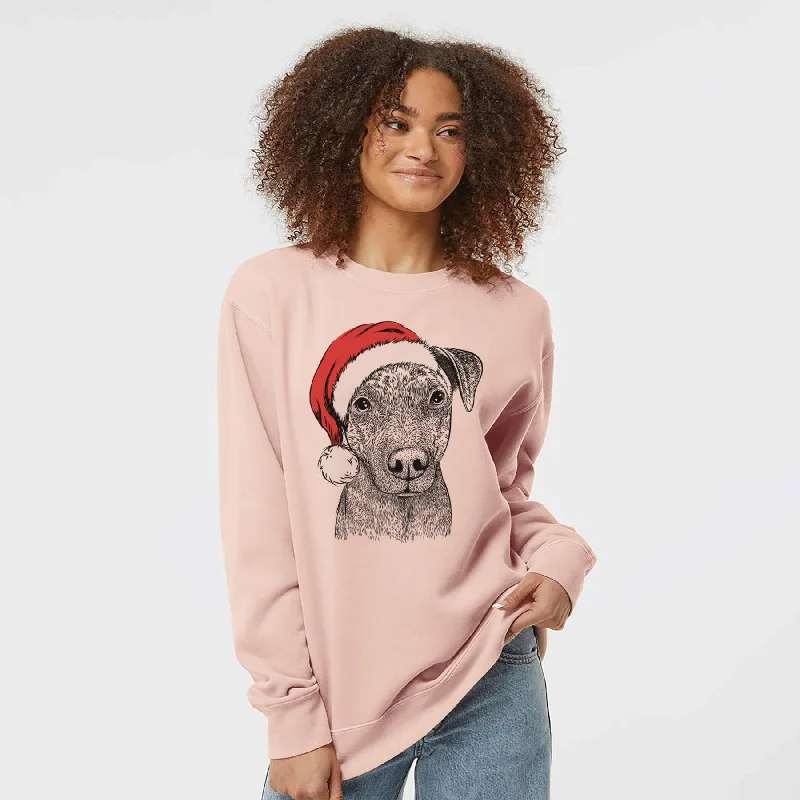Santa Reeses the Pitbull - Unisex Pigment Dyed Crew Sweatshirt Hoodie with Tie-Dye Psychedelic Retro