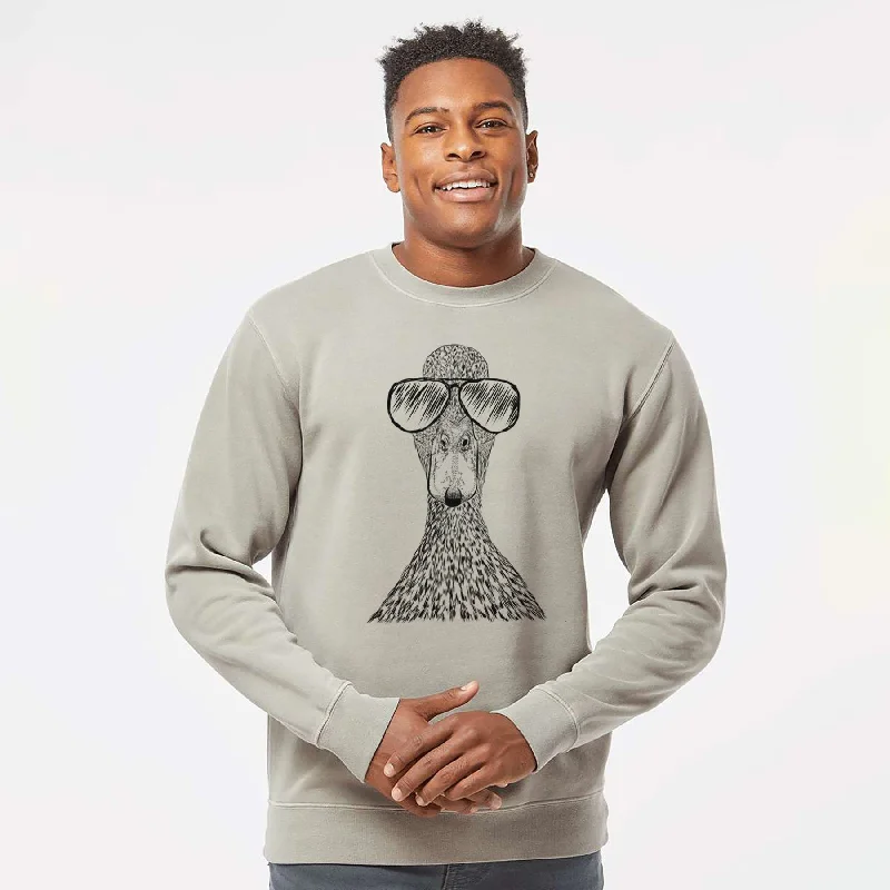 Aviator Marge the Mallard Duck - Unisex Pigment Dyed Crew Sweatshirt Hoodie with Raglan Sleeves Sporty Comfortable