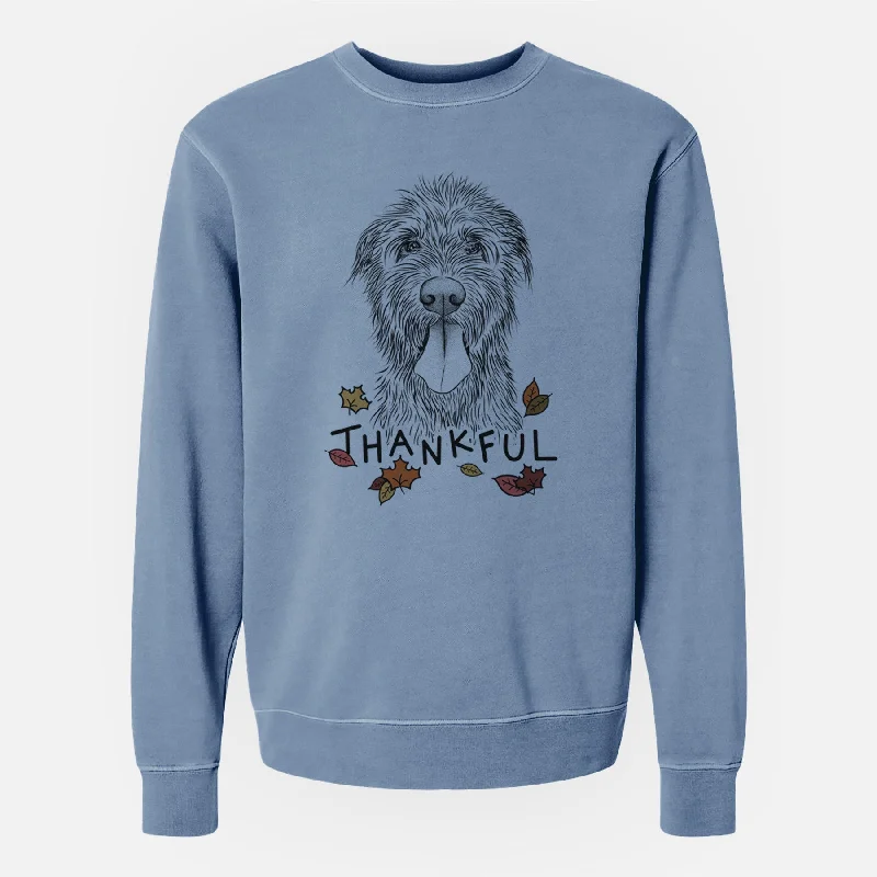 Thankful Sullivan the Irish Wolfhound - Unisex Pigment Dyed Crew Sweatshirt Hoodie with Toggle Buttons Decorative Unique