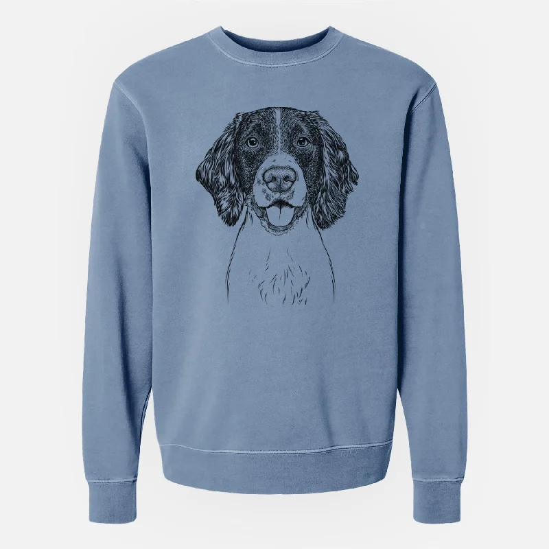 Bare Ever the English Springer Spaniel - Unisex Pigment Dyed Crew Sweatshirt Hoodie with Applique Textured Unique