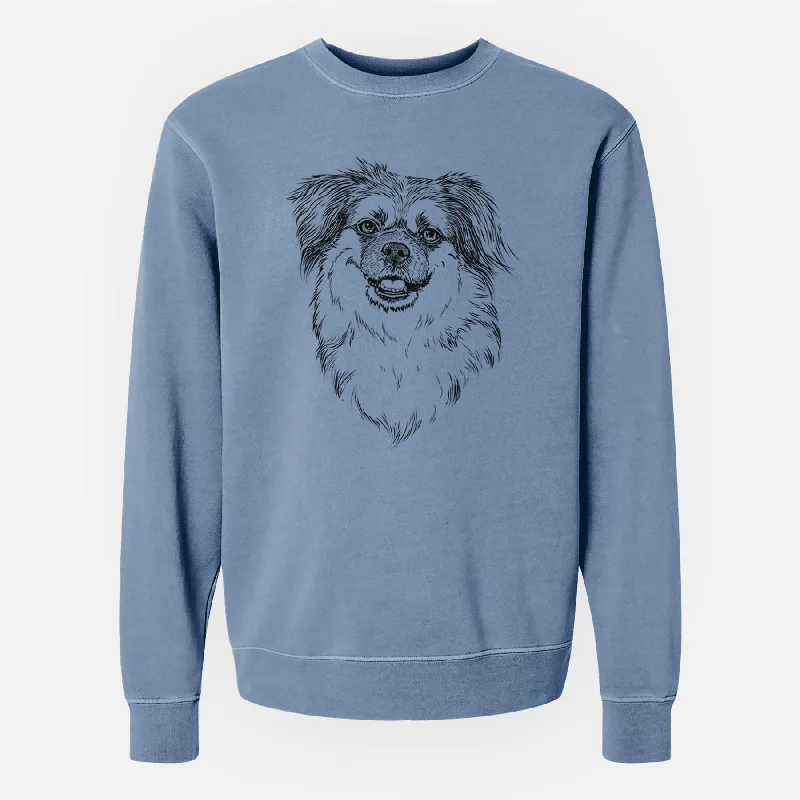 Bare Ed the Tibetan Spaniel - Unisex Pigment Dyed Crew Sweatshirt Hoodie with Relaxed Fit Easy Casual