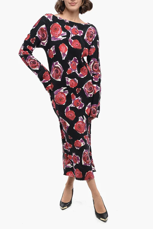 Marni Floral Dress with Rear Zip Halter Neckline Beach