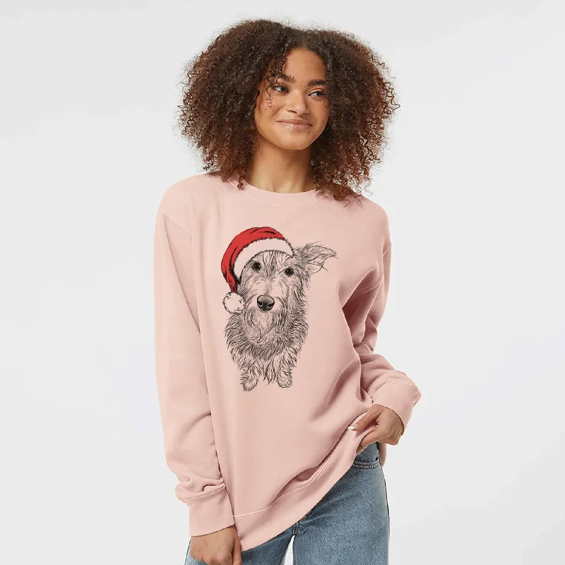 Santa Frida Doggo the Rescue Terrier Mix - Unisex Pigment Dyed Crew Sweatshirt Hoodie with Full-Zip Functional Layering