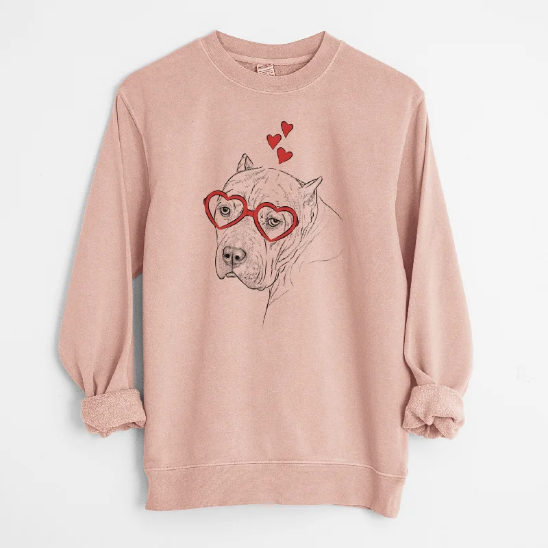 Valentine Precious the Staffordshire Terrier - Unisex Pigment Dyed Crew Sweatshirt Hoodie with Pattern Geometric Abstract
