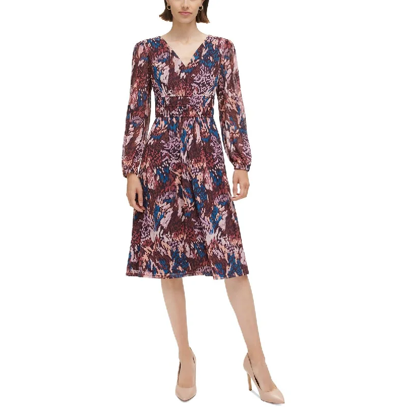 Petites Womens Floral Print Polyester Shift Dress Tunics Stylish modern