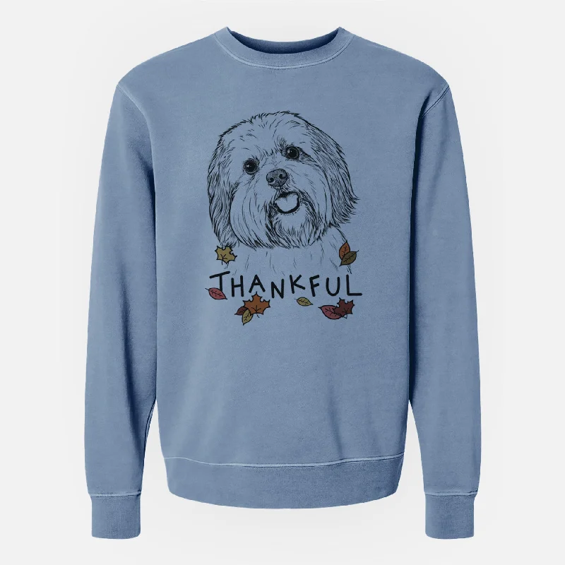 Thankful Nikka the Lowchen - Unisex Pigment Dyed Crew Sweatshirt Hoodie with Raglan Sleeves Sporty Comfortable