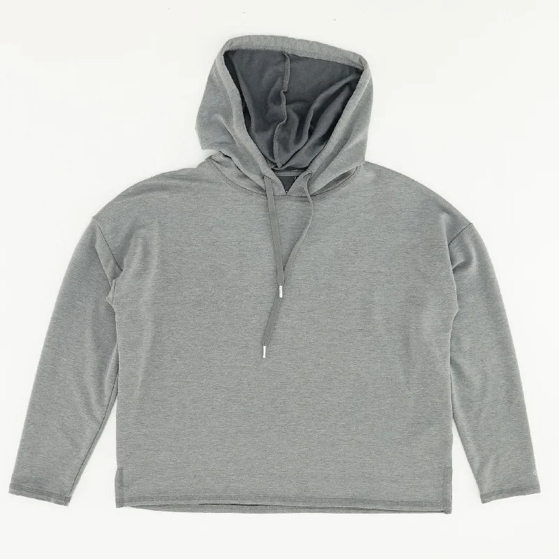 Gray Solid Hoodie Hoodie with Ribbed Neckline Snug Warm