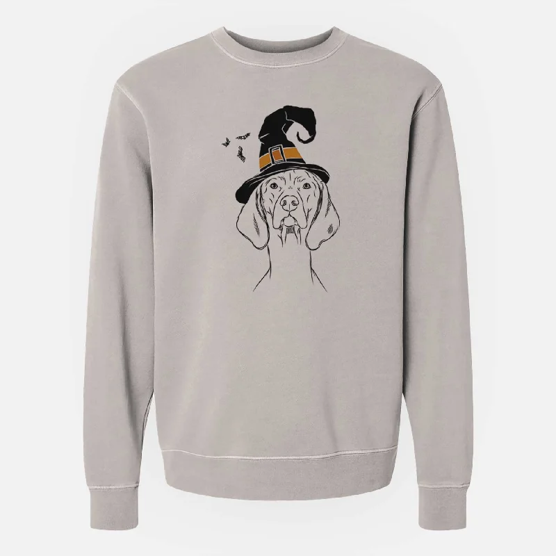Witch Sawyer the Vizsla - Unisex Pigment Dyed Crew Sweatshirt Hoodie with Crew Neck Simple Timeless