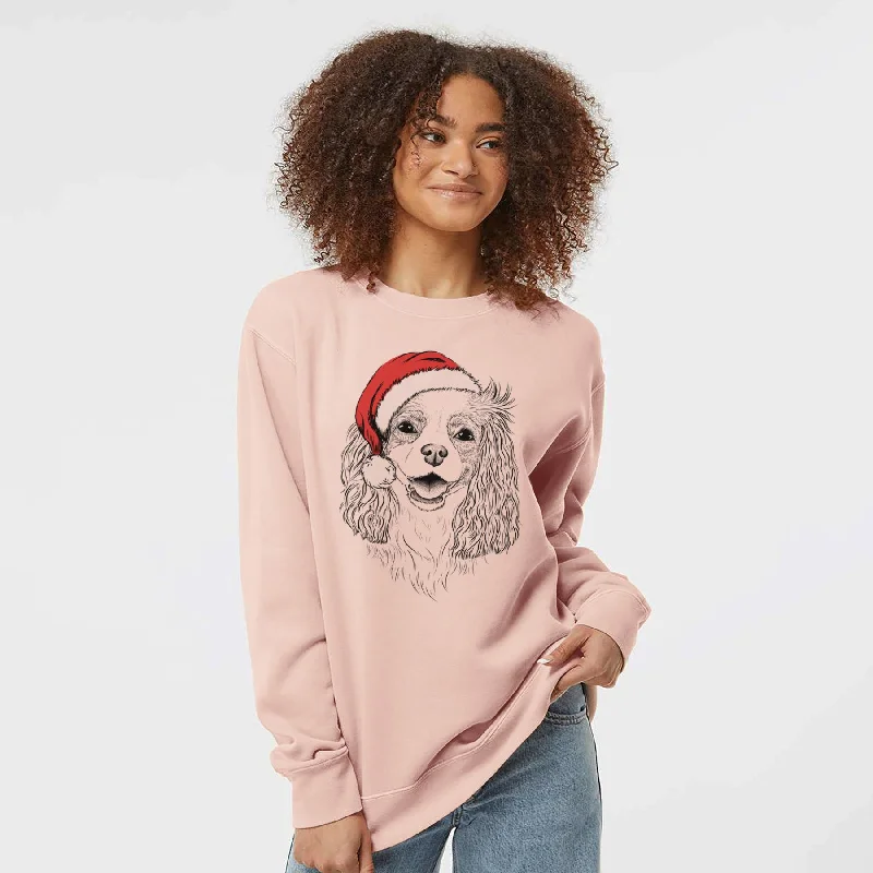 Santa Halley Comet the Cavalier King Charles Spaniel - Unisex Pigment Dyed Crew Sweatshirt Hoodie with Relaxed Fit Easy Casual
