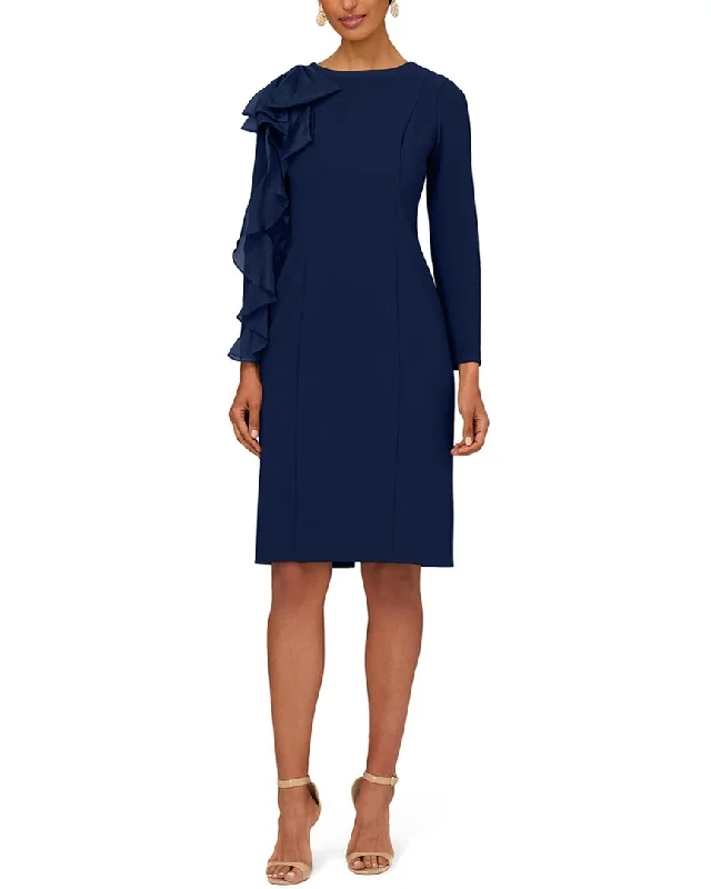 Aidan Mattox Bonded Crepe Sheath Dress Cowl Neckline Elegant