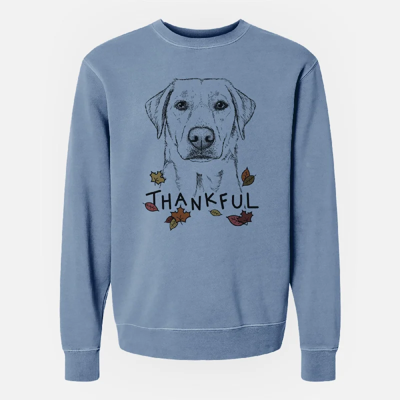 Thankful Zoe the Yellow Lab - Unisex Pigment Dyed Crew Sweatshirt Hoodie with Front Slit Layering Stylish
