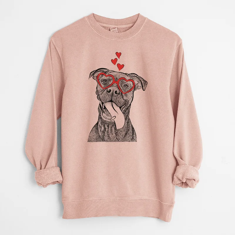 Valentine Mikey the Boxador - Unisex Pigment Dyed Crew Sweatshirt Hoodie with Slim Fit Tailored Modern