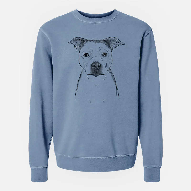 Bare Bailey the Pitbull - Unisex Pigment Dyed Crew Sweatshirt Hoodie with Print Artistic Unique