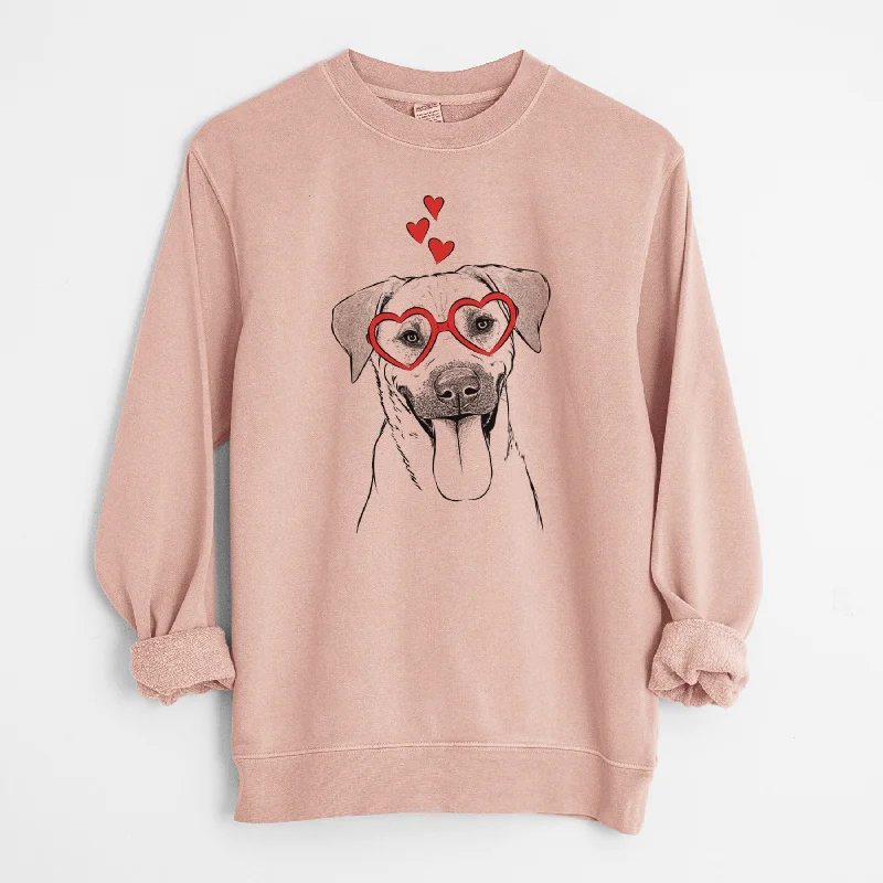 Valentine Koda the Black Mouth Cur - Unisex Pigment Dyed Crew Sweatshirt Hoodie with Tied Waist Feminine Flattering