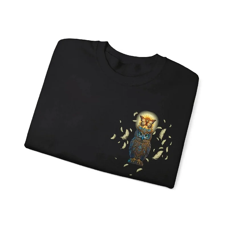 Luxury Owl Butterfly Unisex Sweatshirt Hoodie with Side Slits Relaxed Casual
