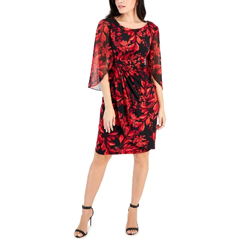 Petites Womens Floral Print Polyester Sheath Dress Tunics Custom made
