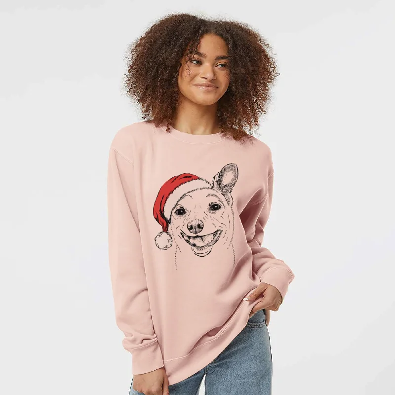Santa Mortimer the Mixed Breed - Unisex Pigment Dyed Crew Sweatshirt Hoodie with Lace Feminine Delicate