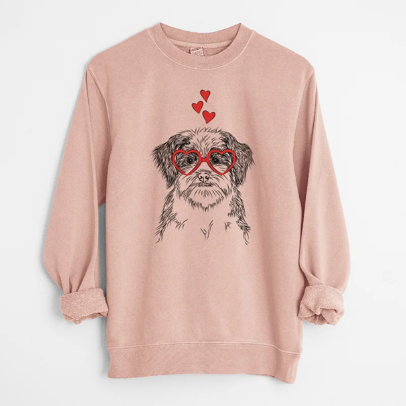 Valentine Asa the Havanese - Unisex Pigment Dyed Crew Sweatshirt Hoodie with Button Classic Timeless