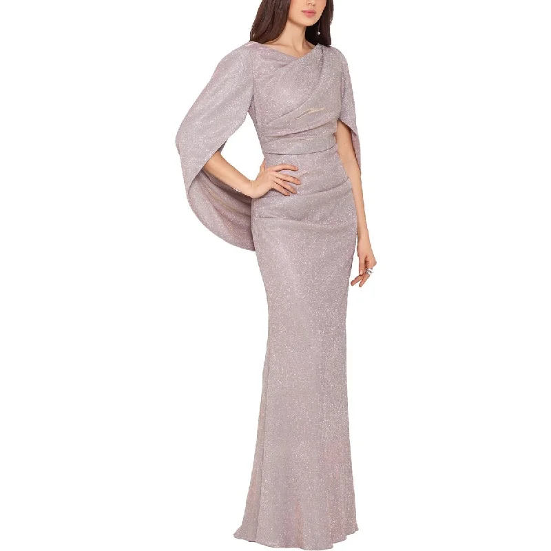 Betsy & Adam Womens Metallic Maxi Evening Dress Tunics Short Trendy