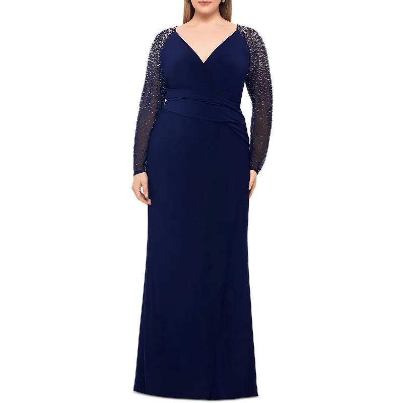 Plus Womens Beaded Polyester Evening Dress Tunics Stylish elegant