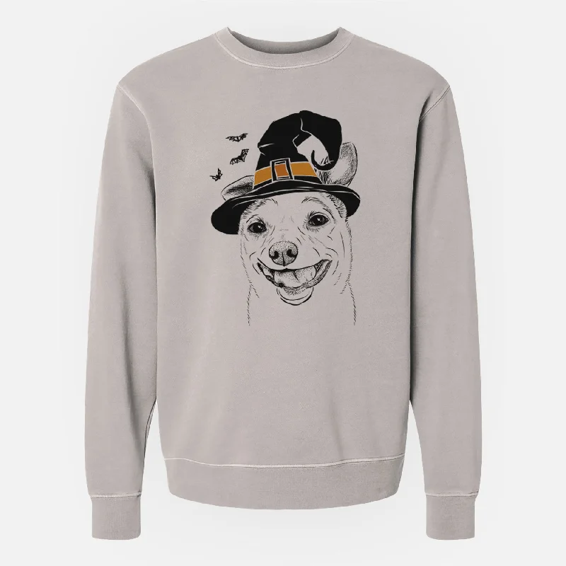 Witch Mortimer the Mixed Breed - Unisex Pigment Dyed Crew Sweatshirt Hoodie with Illustration Artistic Creative