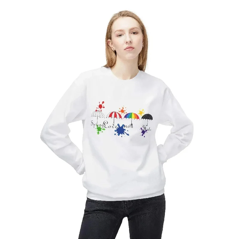 Colorful Painting Umbrella Unisex Midweight Softstyle Fleece Crewneck Sweatshirt Hoodie with Hidden Zipper Minimalist Clean