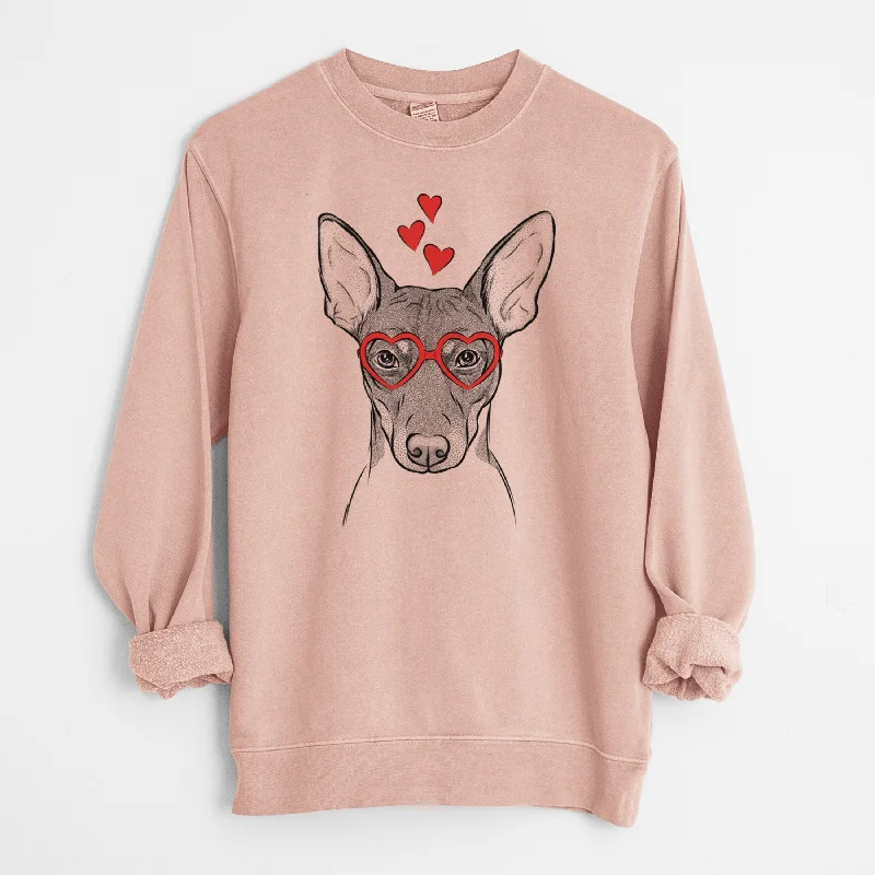 Valentine Knox the Rat Terrier - Unisex Pigment Dyed Crew Sweatshirt Hoodie with Slit Hem Functional Movement