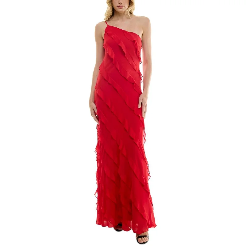 Juniors Womens Ruffled Chiffon Evening Dress Tunics Cozy comfortable
