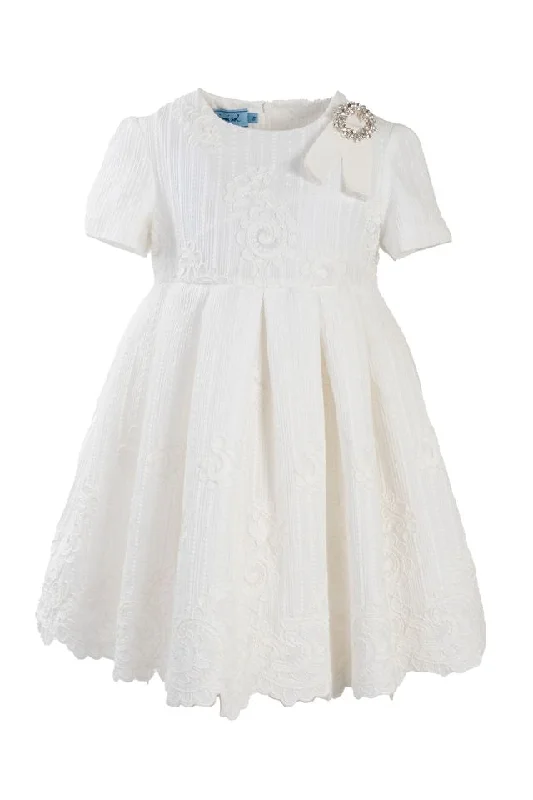 Cream Scalloped Lace Dress Pencil Office Professional