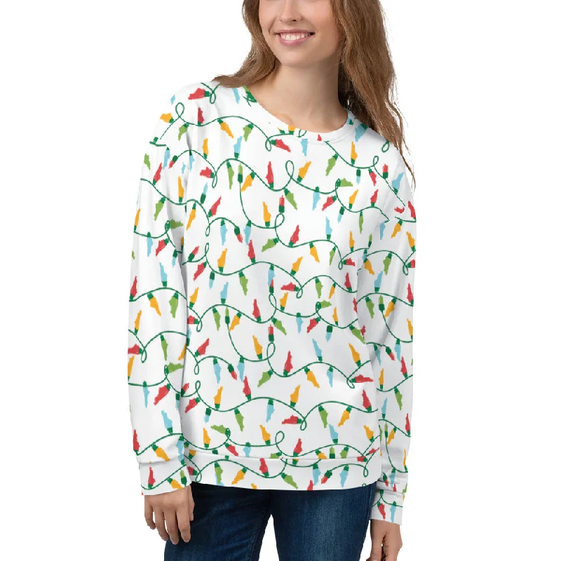 Christmas Tree Lights with Kentucky Bulbs (on white) Unisex Sweatshirt Hoodie with Velcro Closure Adjustable Secure