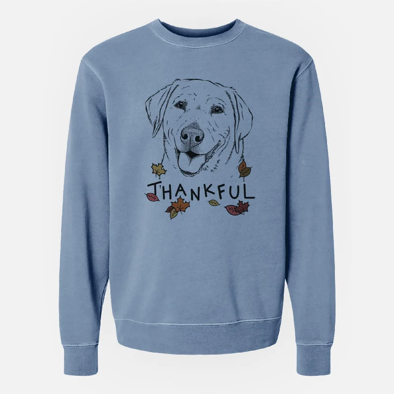 Thankful Sanford the Labrador Retriever - Unisex Pigment Dyed Crew Sweatshirt Hoodie with Logo Branding Identity