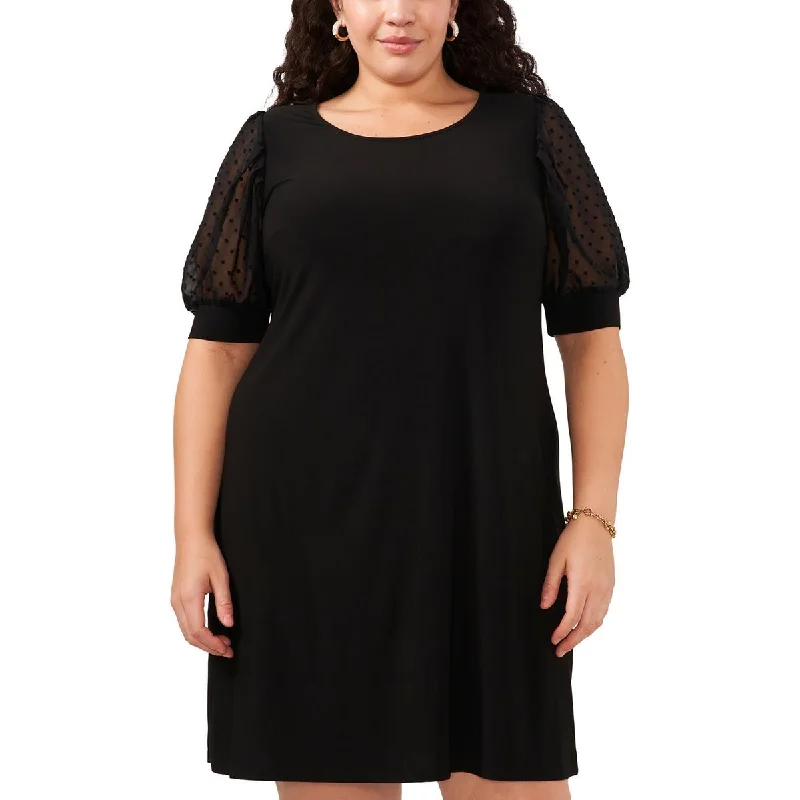 Plus Womens Polka Dot Polyester Sheath Dress Tunics Timeless classic