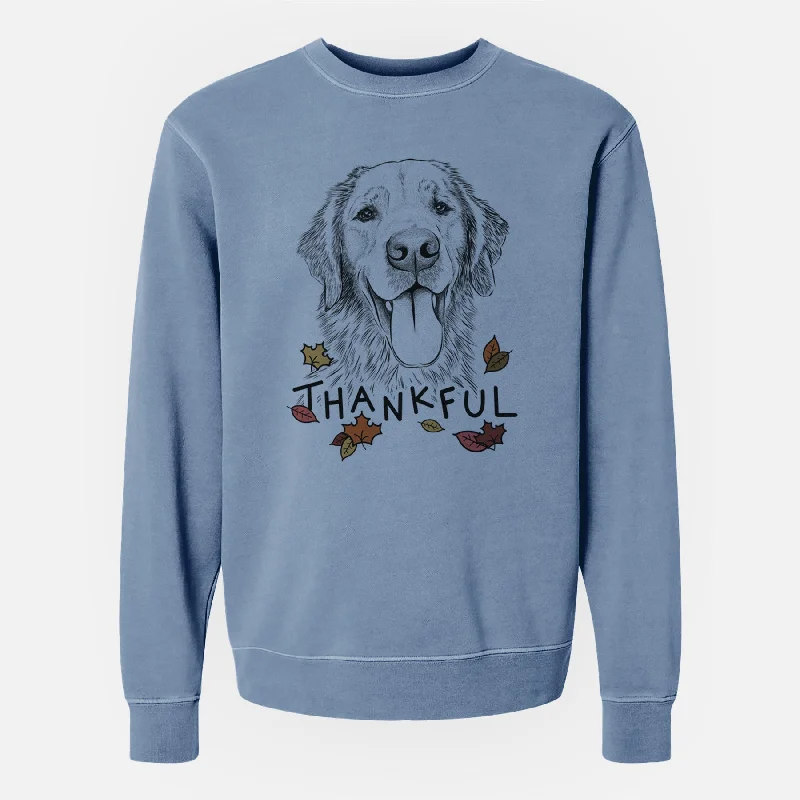 Thankful Oliver Tredup the Golden Retriever - Unisex Pigment Dyed Crew Sweatshirt Hoodie with Sequins Glamorous Eye-catching