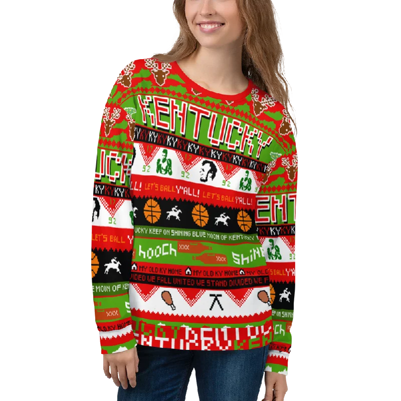 Kentucky Icons Ugly Christmas Unisex Sweatshirt Hoodie with Magnetic Closure Innovative Modern