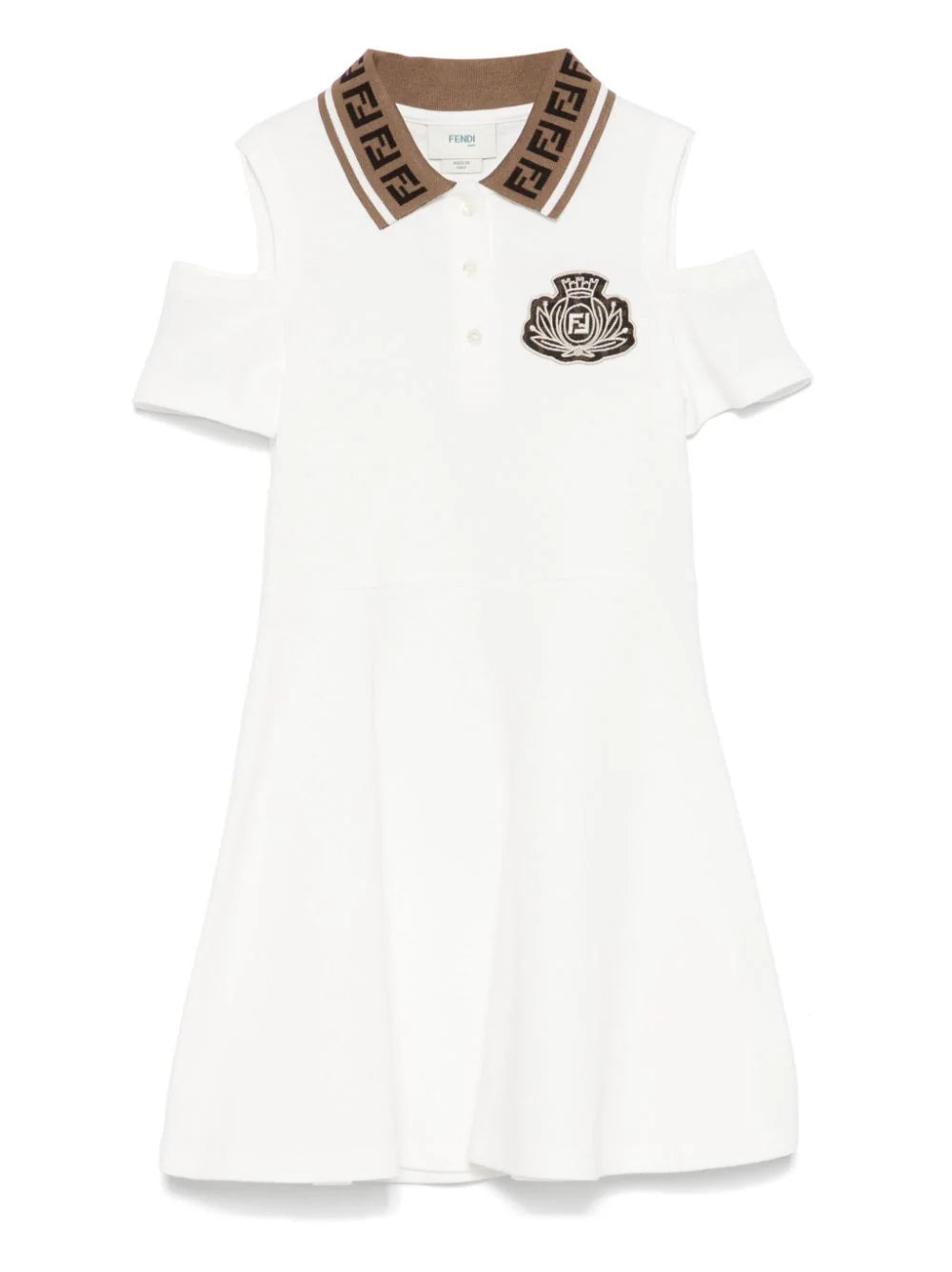 White Drop Shoulder FF Collar Polo Dress Tunics stripes playful
